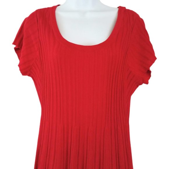 Torrid Red Ribbed Short Sleeve Sweater Dress - Women's Size 0 - Picture 5 of 6